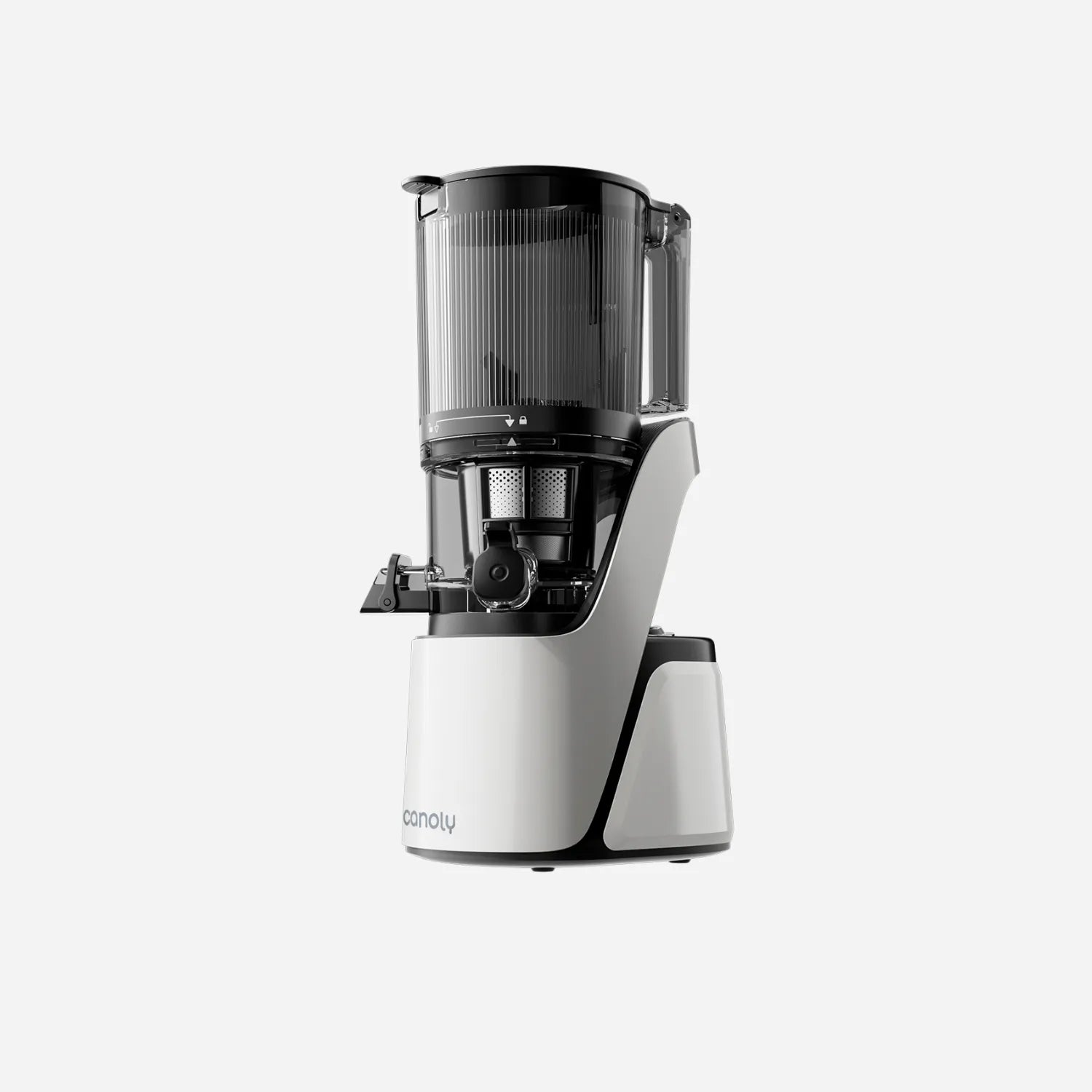 Canoly C16 slow juicer for sale, 3 in 1 cold press juicer for juice, sorbet and plant milk, front view, white