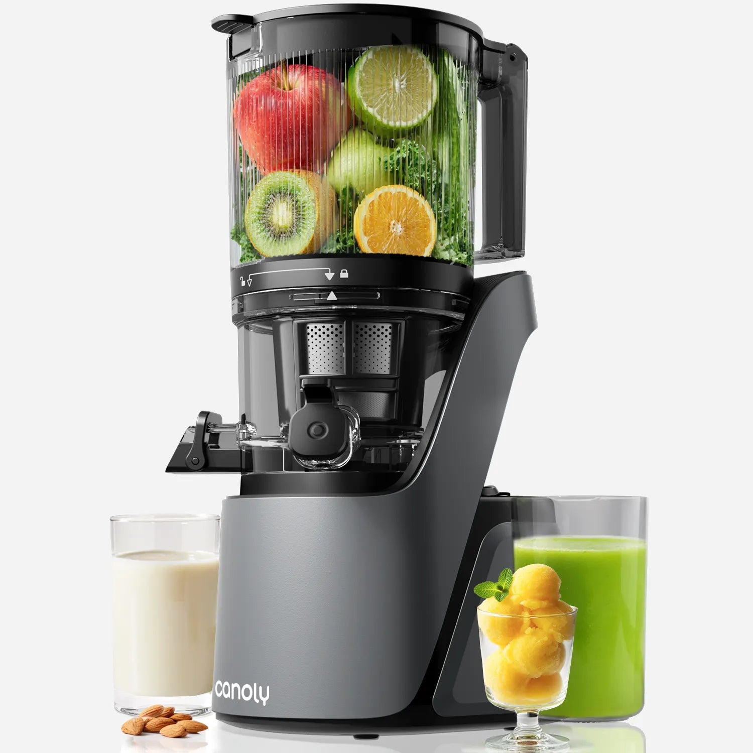 Canoly C16 cold press juicer for home, best masticating juicer machine to buy, grey